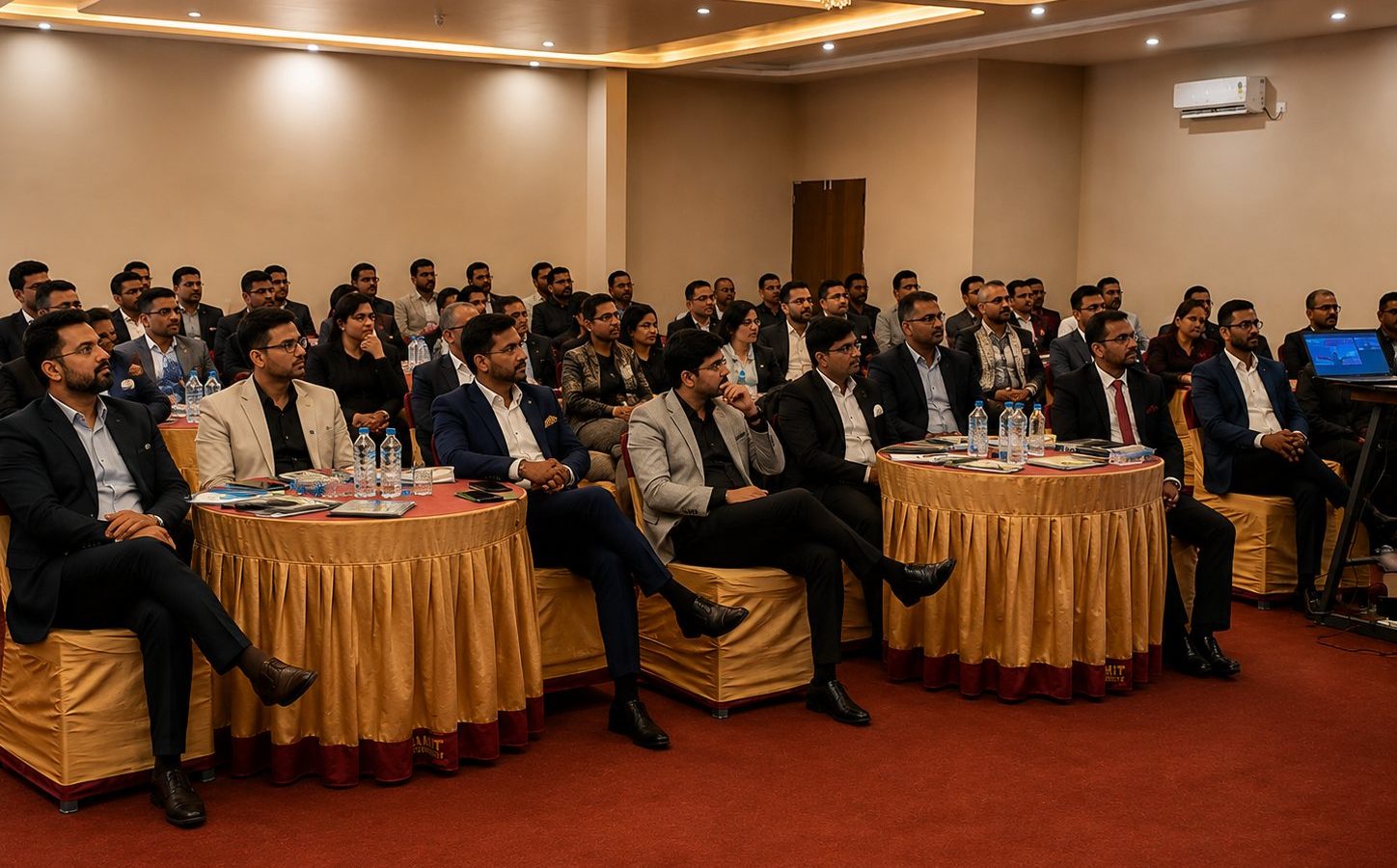 Seminar with round-table seating in the banquet hall