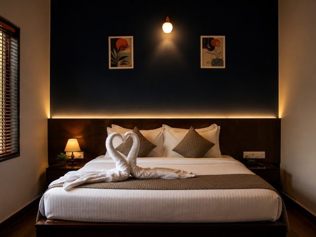 Premium Queen Room with bedside lamps and a window