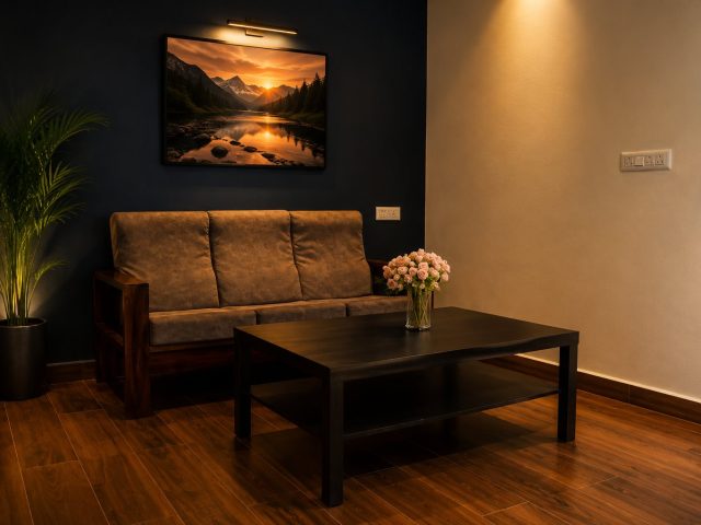 Sofa and coffee table in an Executive Room without Balcony